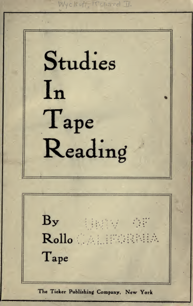 Portada digitalizada de Studies in Tape Reading